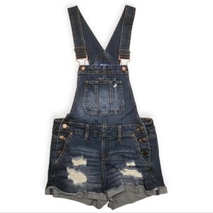 Blue Spice Denim Overall Shorts